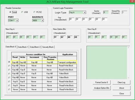 acs MIFARE key management tool